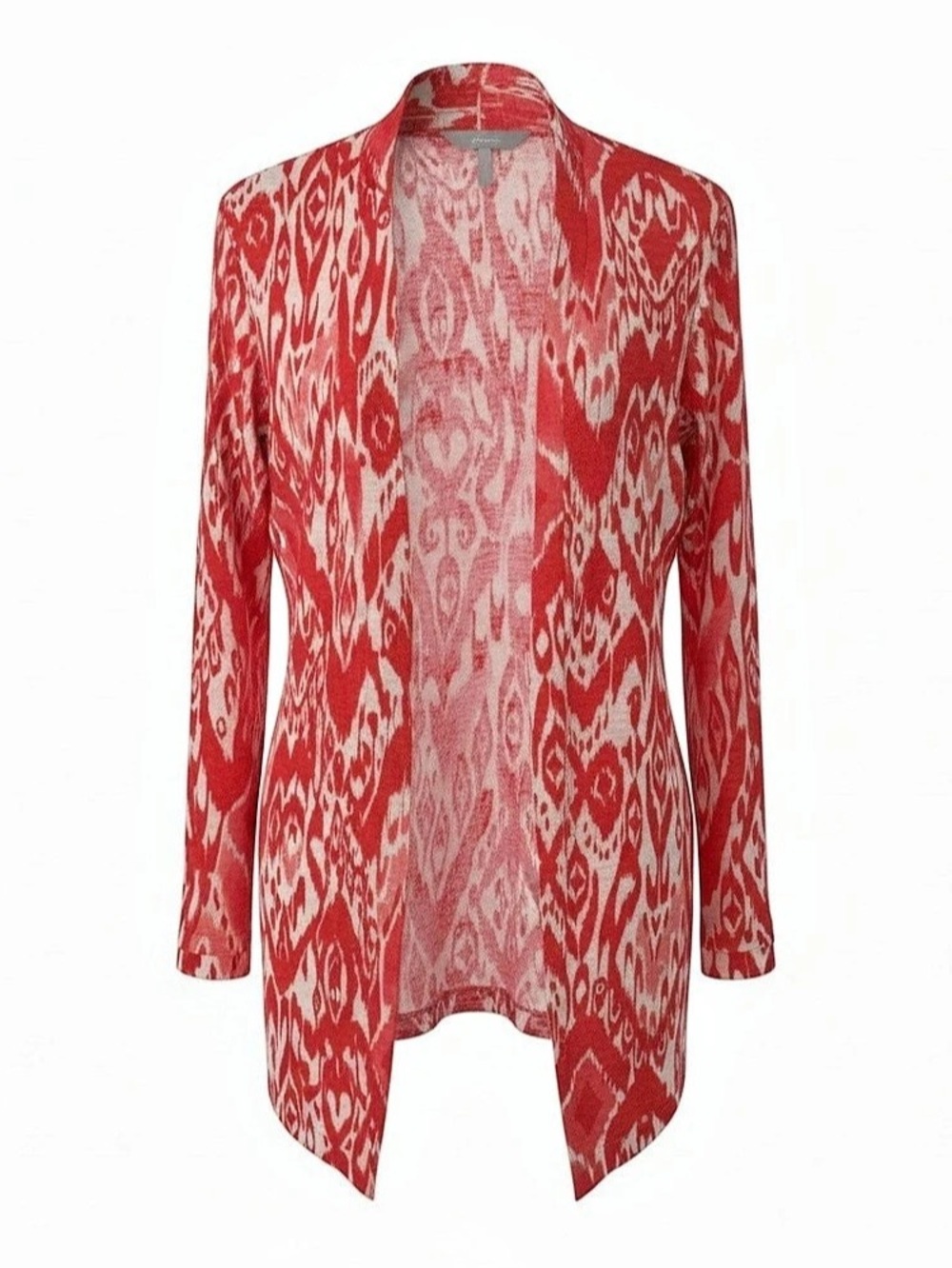 Chico's Geometric Linen Cardigan in Red & White Size 0 Like New